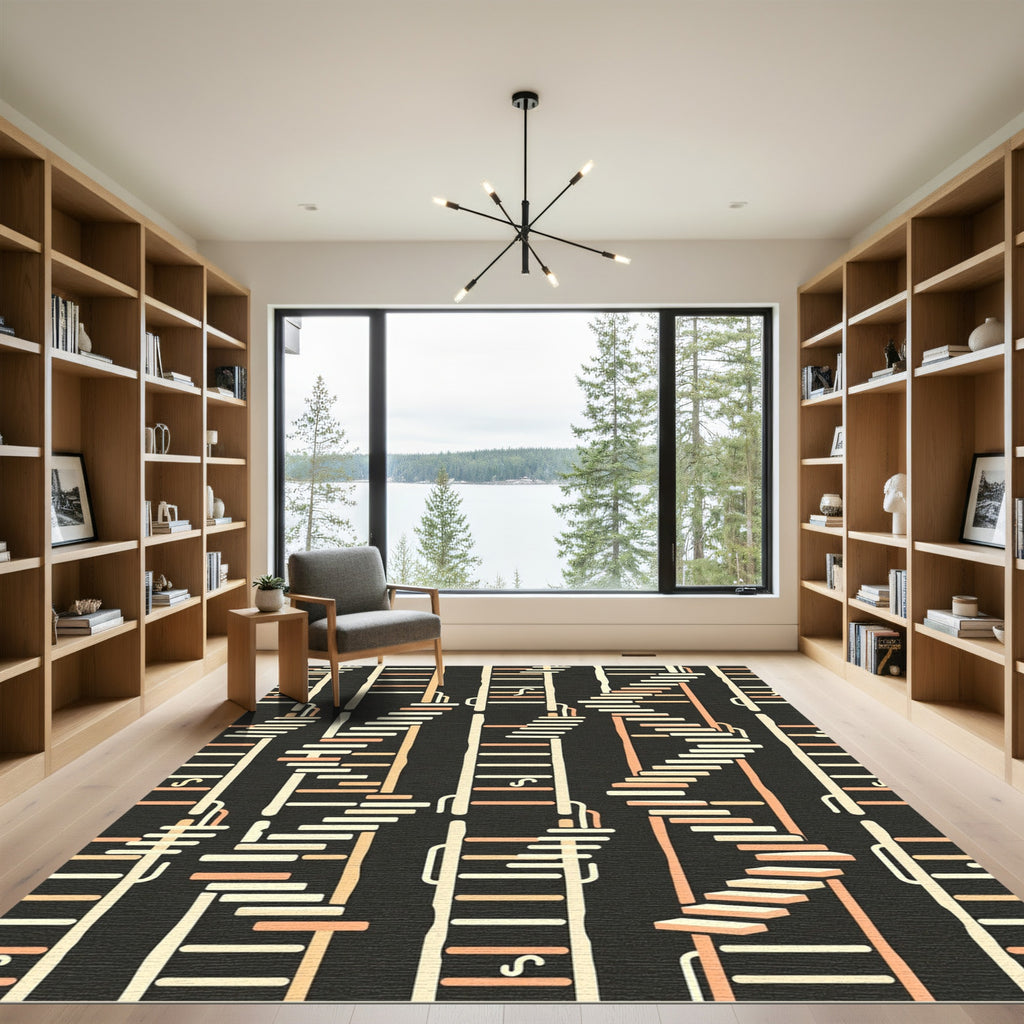 Off-White Peach Staircase Arrangement Rug