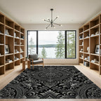 Ornate Silver Floral Damask Rug
