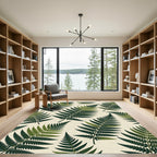 Lush Botanical Emerald Fern Frond Rug
