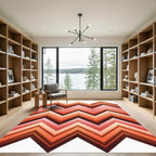 Retro Orange Pink Chevron Layers Rug