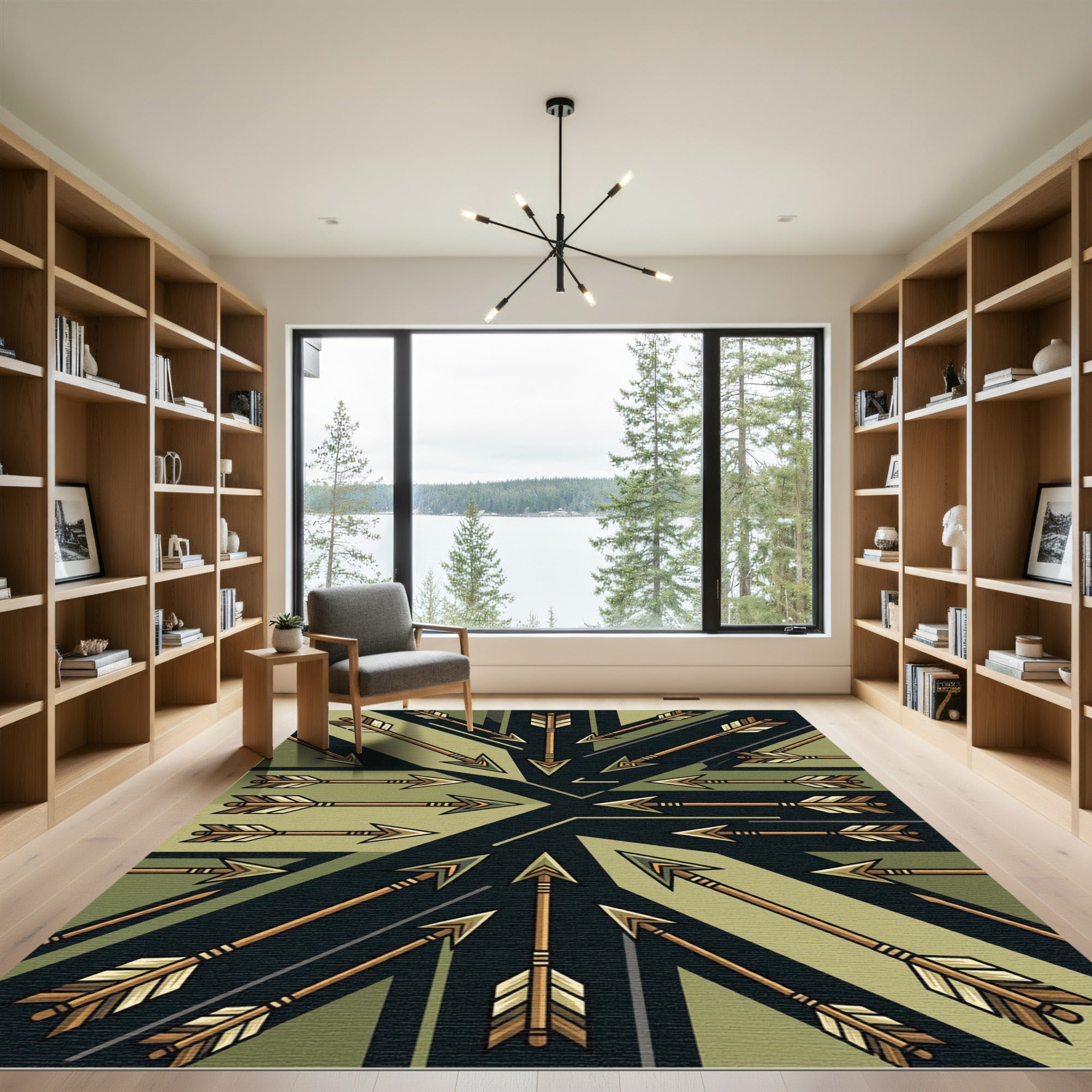 Woodland Arrow Geometric Composition Rug