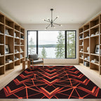 Abstract Geometric Red Chevron Network Rug