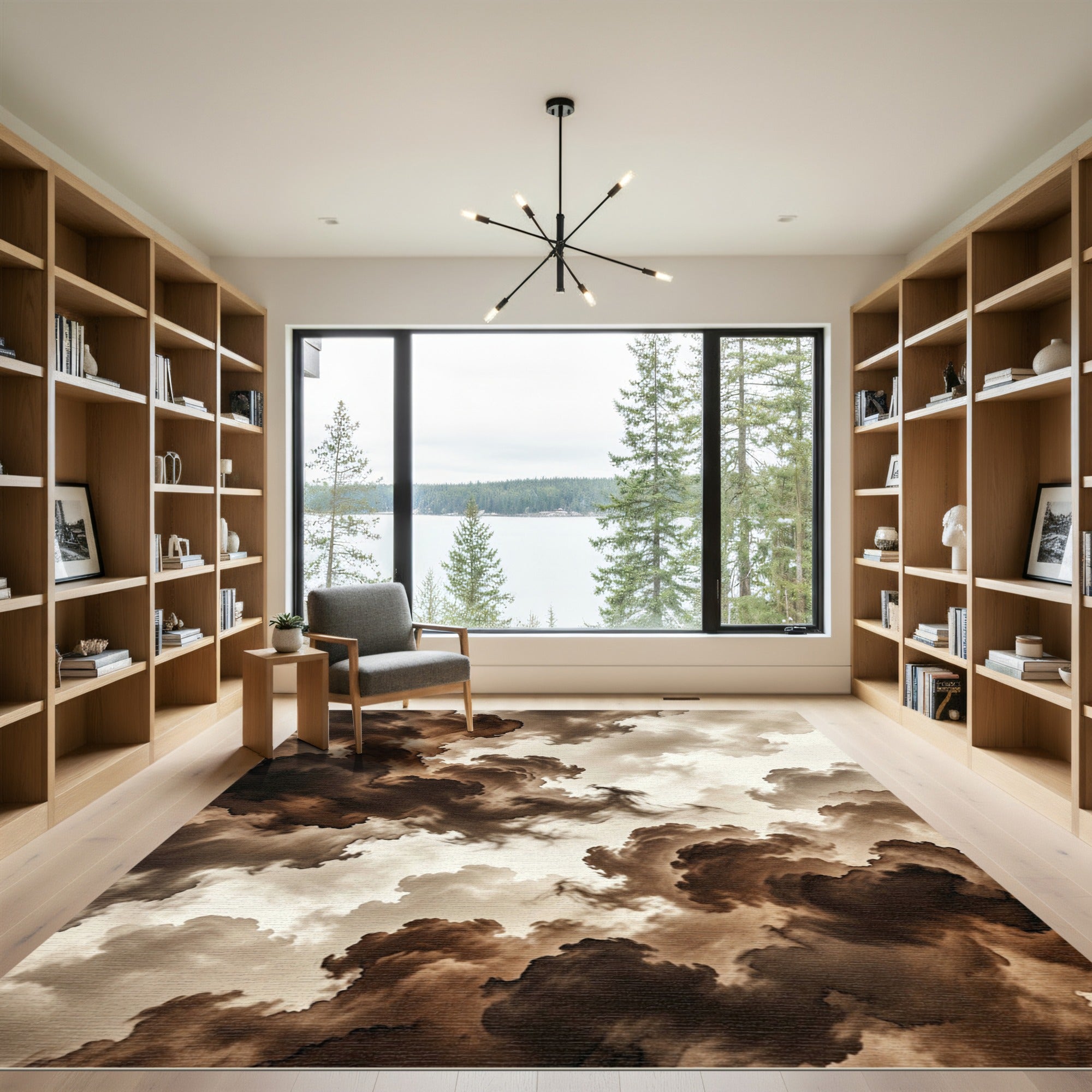 Sepia Ethereal Abstract Storm Cloud Rug