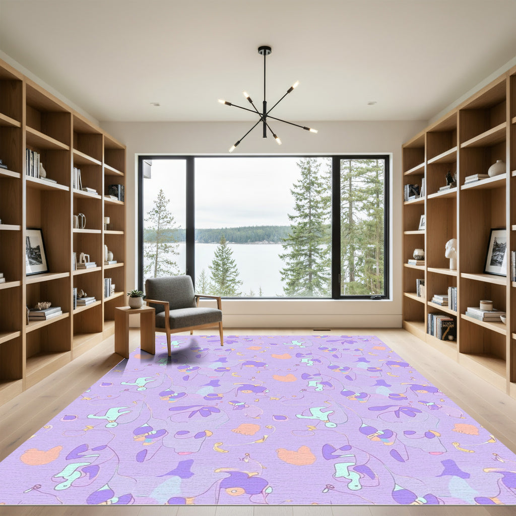 Pastel Lavender Abstract Botanical Branches Rug