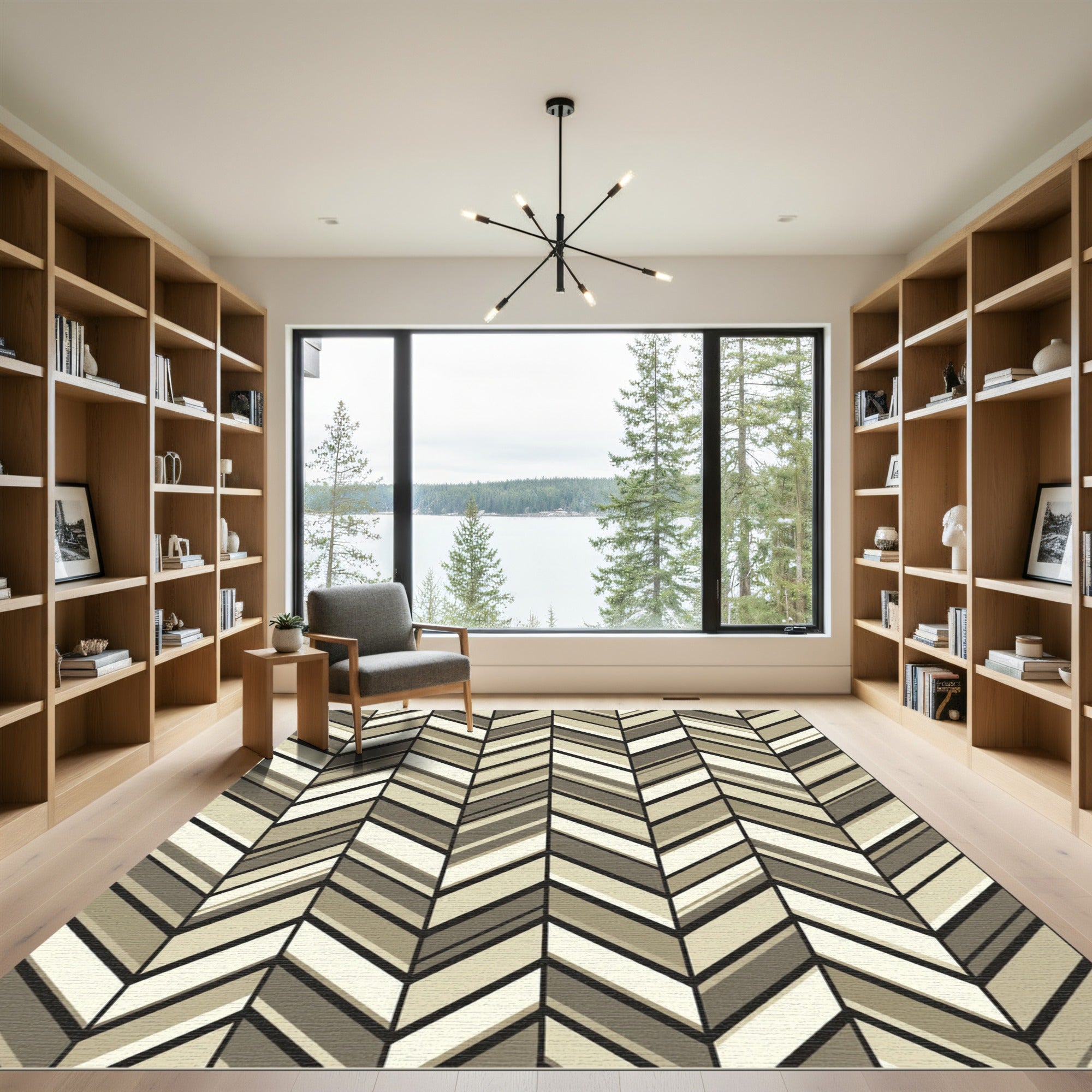 Neutral Tones Herringbone Stripes Rug
