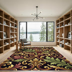 Ornate Gold Green Acanthus Flourish Rug