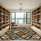 Geometric Earthy Diamond Composition Rug