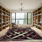 Rustic Crimson and Cream Lattice Rug