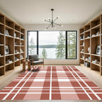 Terracotta White Classic Plaid Stripes Rug