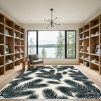 Minimalist Black Pine Needle Botanical Rug