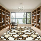Brown Interlocking Hexagonal Weave Render Rug