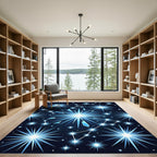 Celestial Blue Starburst Constellation Rug