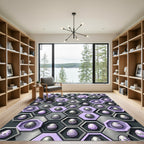 Modern Lavender Hexagonal Geometric Easter Egg Rug