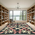 Elegant Cream and Rose Interlocking Bows Rug