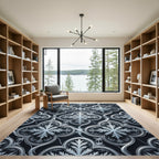 Gothic Silver Frost Snowflake Trellis Rug