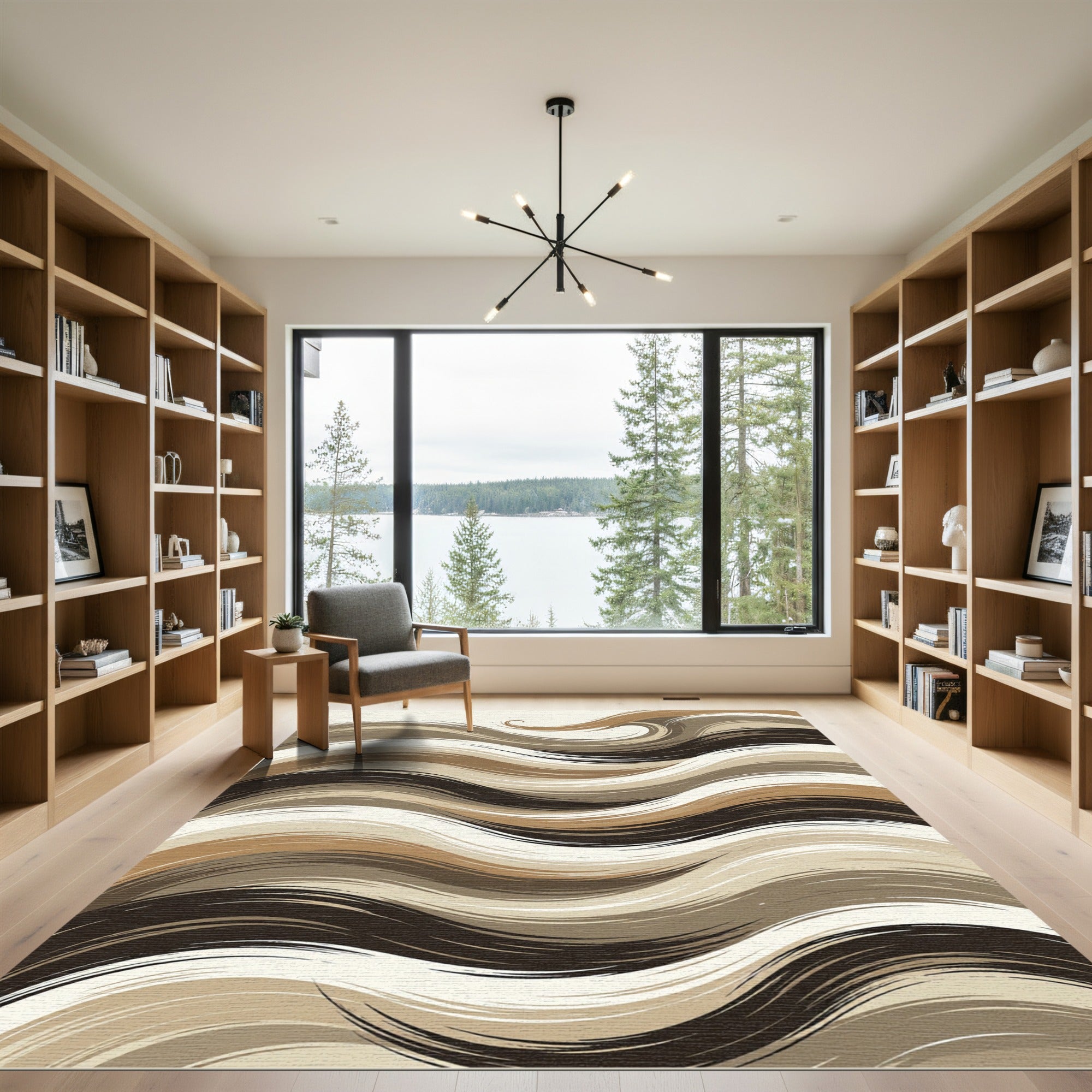 Earthy Toned Flowing Wave Rug
