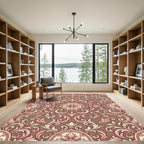 Rich Rose Pink Baroque Scroll Rug