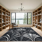 Art Deco Silver and Charcoal Fan Rug