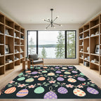 Floral Easter Egg Garland Dark Backdrop Rug