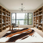Bold Brown Brushstroke Splash Rug