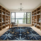 Celestial Blue Starry Night Constellation Rug