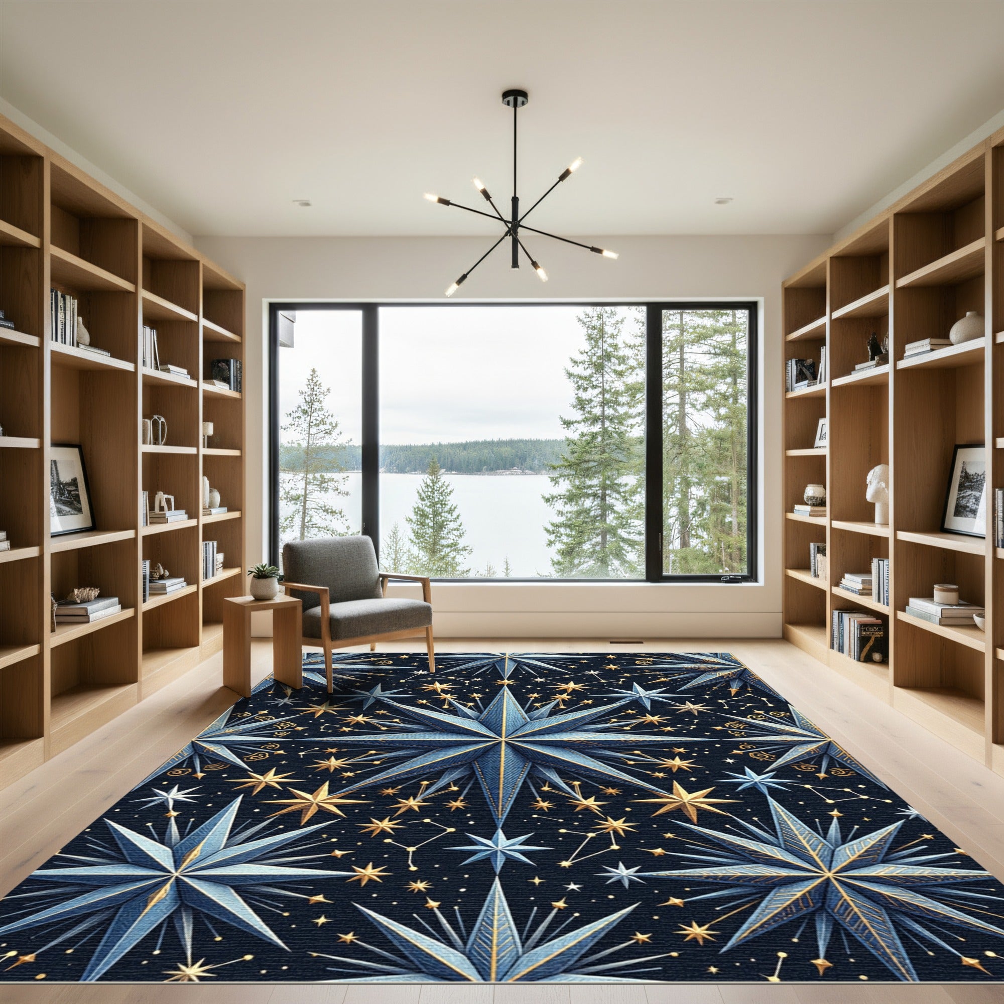 Celestial Blue Starry Night Constellation Rug