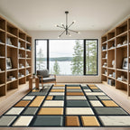 Earthy Stone Brickwork Rectangles Rug