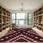 Bold Crimson Geometric Ikat Diamond Rug