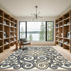 Ornate Gray Beige Scrollwork Rug