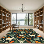 Forest Deer Oak Leaf Autumn Meadow Rug