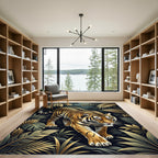 Golden Tiger Amidst Tropical Foliage Rug