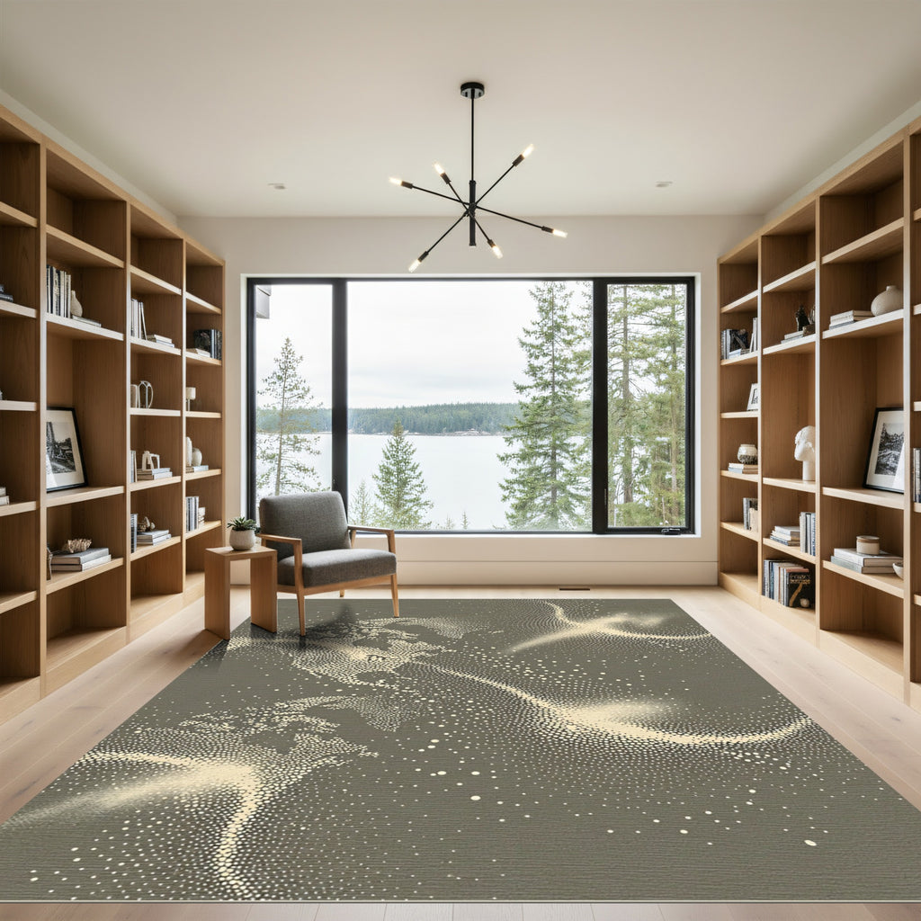 Celestial Cream Galaxy Dot Cluster Rug