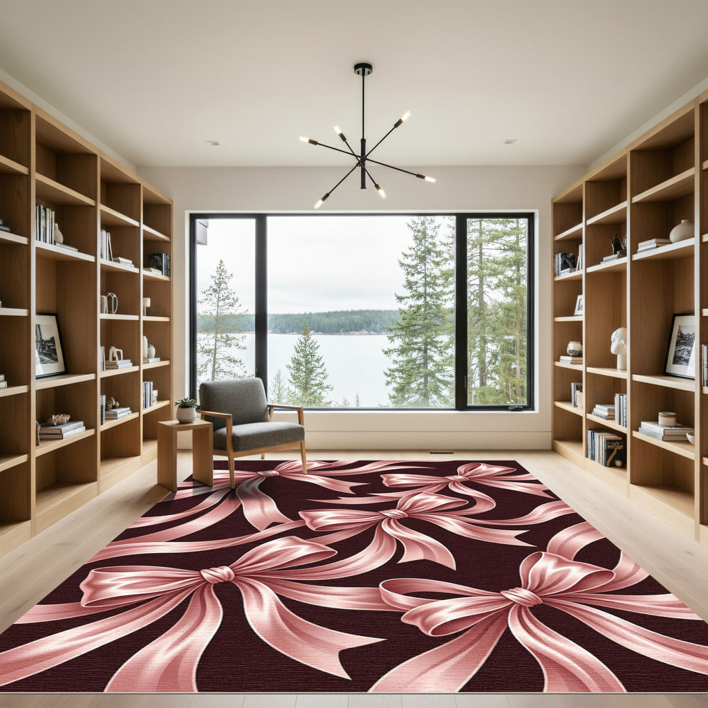 Rose Gold Ribbon Bow Composition Rug