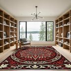 Crimson Floral Starburst Medallion Rug