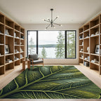 Lush Emerald Tropical Vein Organic Foliage Rug