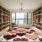 Distressed Red and Dark Heart Collage Rug