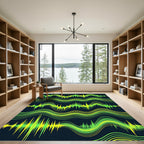 Vibrant Lime Green Waveform Lines Rug
