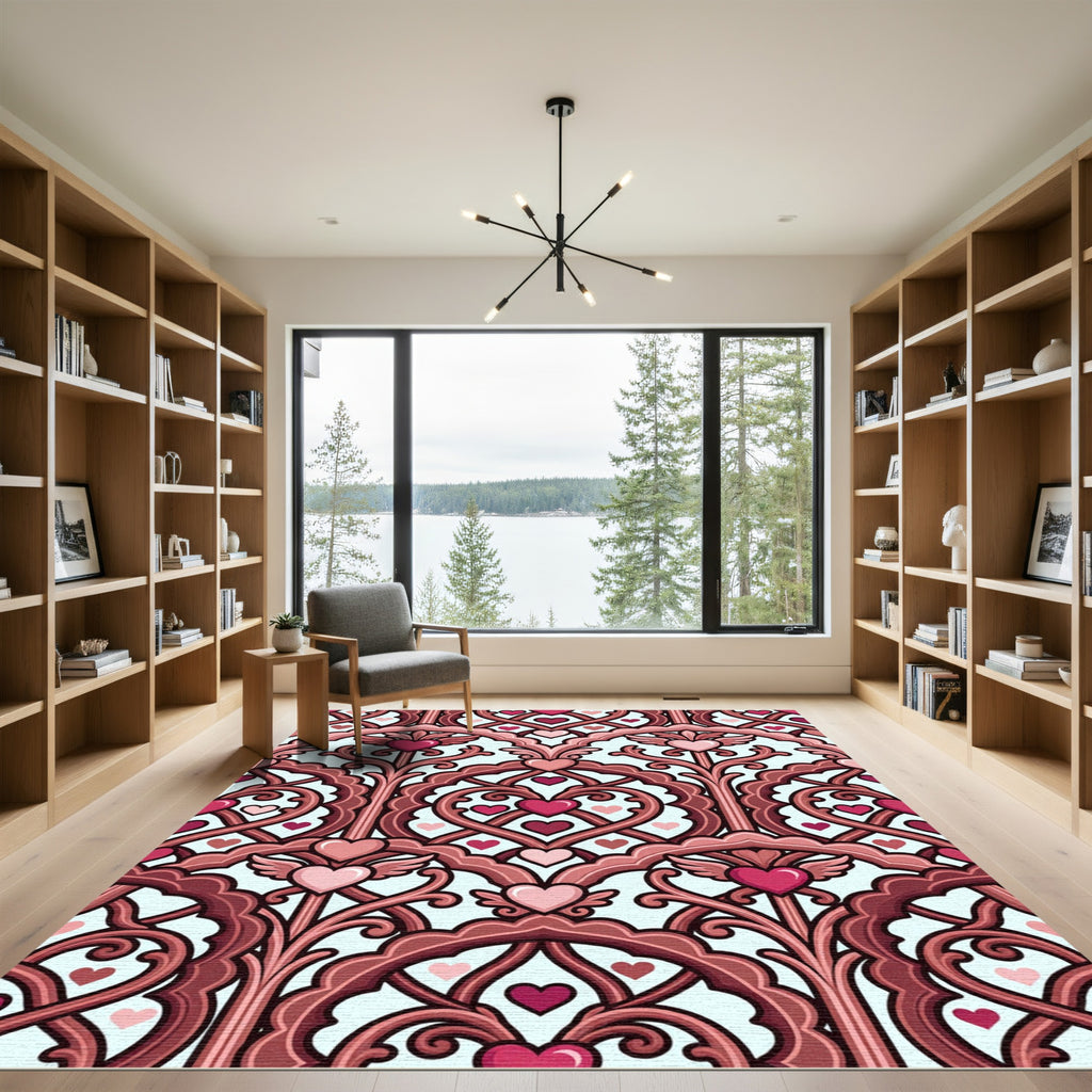 Crimson Heart Arch Scrollwork Rug