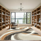 Earthy Abstract Brush Stroke Swirl Rug