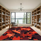 Abstract Red Heart Puzzle Mosaic Rug