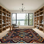 Earthy Floral Diamond Geometric Tapestry Rug
