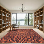 Orange Mandala Intricate Floral Bloom Rug