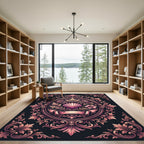 Elegant Blush Shell Baroque Medallion Rug