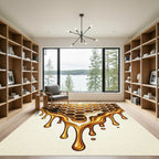 Golden Honeycomb Drip Abstract Art Rug