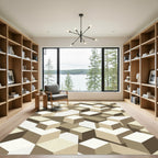 Neutral Toned Isometric Cubes Rug