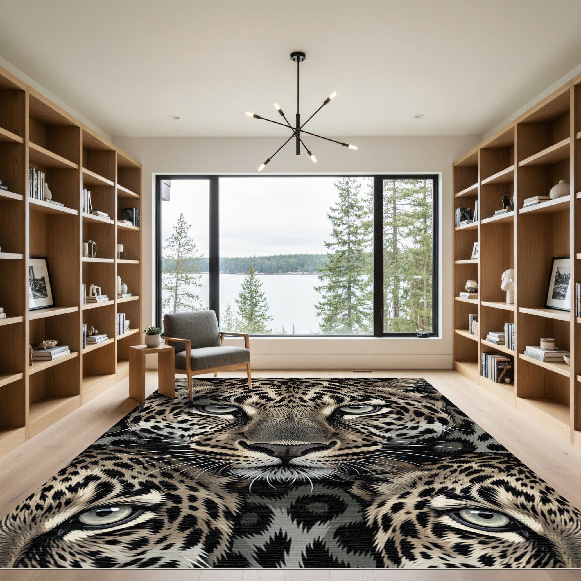 Majestic Detailed Leopard Face Close-up Rug