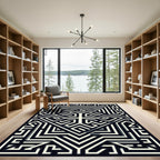 Monochromatic Geometric Maze Composition Rug