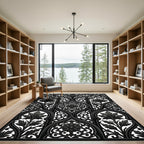 Ornate Charcoal Gothic Arch Filigree Rug