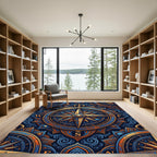 Golden Compass Celestial Blue Swirl Art Rug