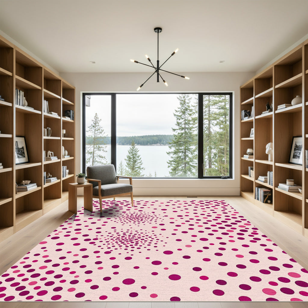 Pink Purple Polka Dot Whirls Rug
